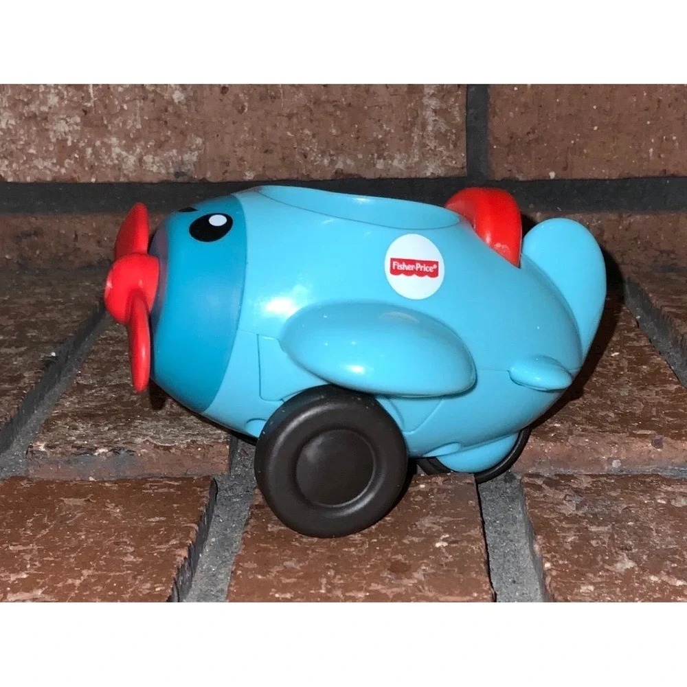Fisher Price Press & Rattle Racers Plane Blue Push & Go Action‎