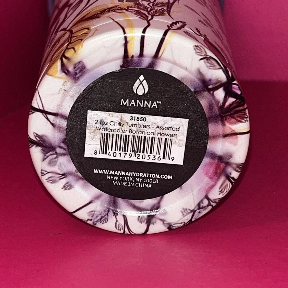 Manna Chilly Tumbler Cold Drink Cup Watercolors Flowers 24 Oz‎