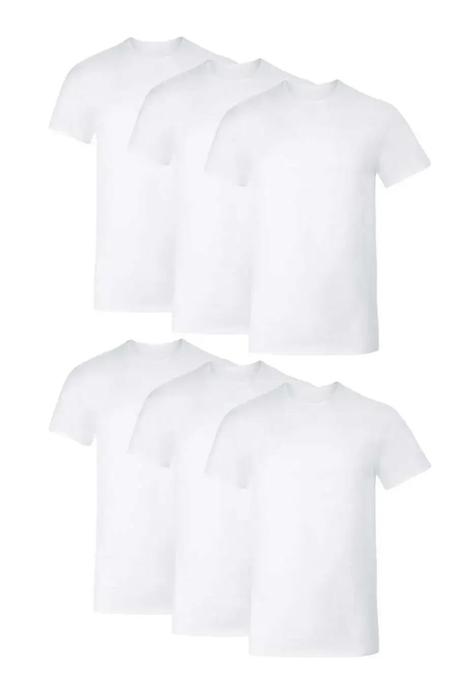 Hanes‎ Men's Tagless Cotton Stretch Crewneck T-Shirt Undershirts, 6-Pack - White