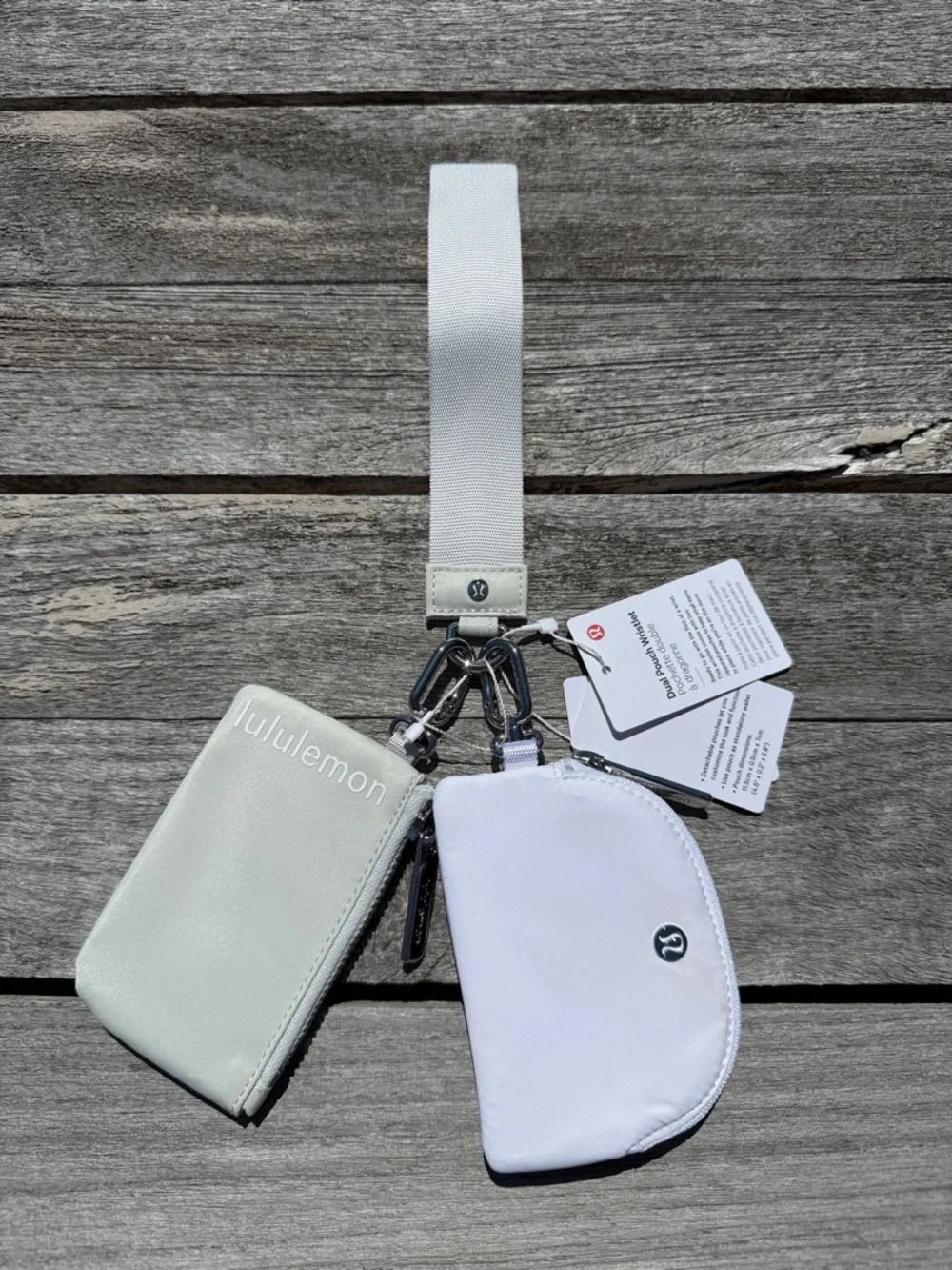 Lululemon Athletica Dual‎ Pouch Wristlet in Vapor White ASIA EXCLUSIVE nwt