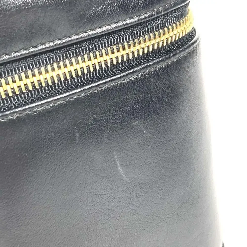 CHANEL Black Leather Logo Pouch