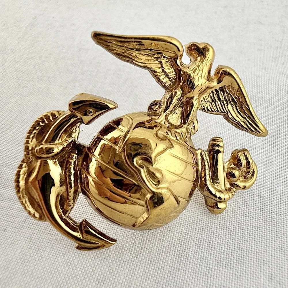 Vintage‎ USMC Eagle Globe Anchor Screwback Pin Antaya G.I. WWII EGA Gold Tone