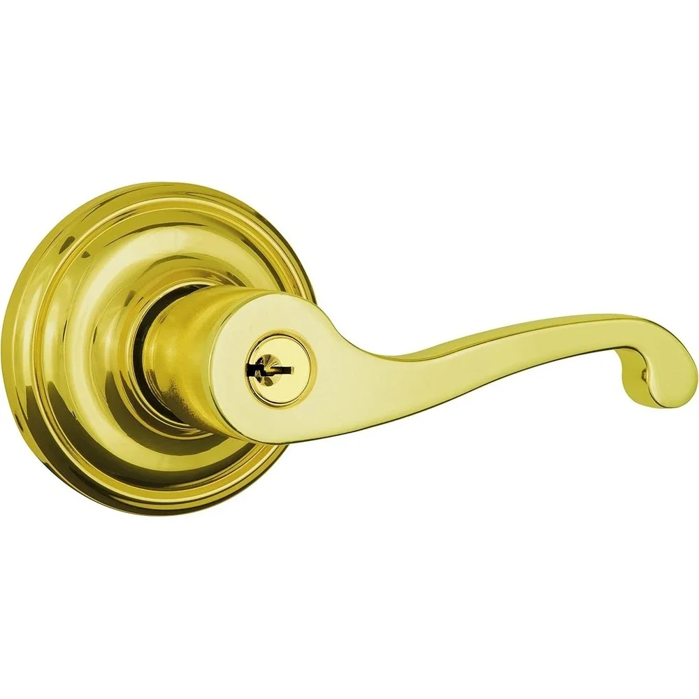Brinks Glenshaw Polished Brass Push‎ Pull Rotate Entry Lever Lock 23014-105