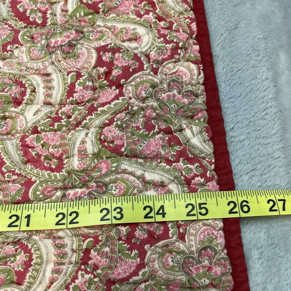 Pottery Barn Georgia Paisley Pillow‎ Sham Standard Size Red Pink Quilted Boho