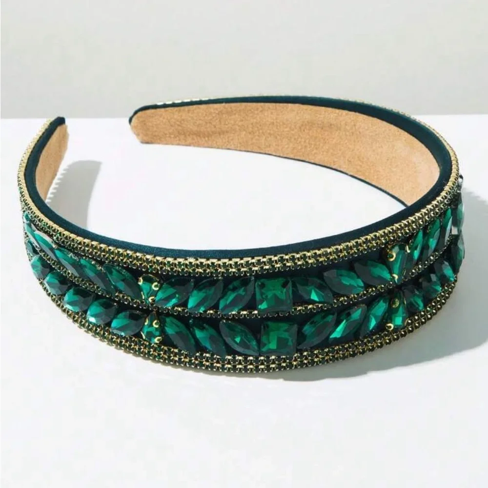 Emerald‎ green color rhinestones Headband