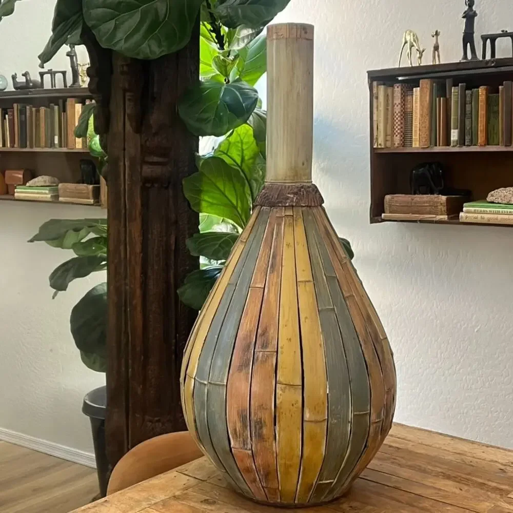 Retro Late 20th Century Large Bamboo Floor Vase 32