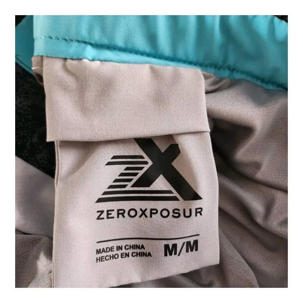 NWOT ZeroXposur Men's UPF 50+  Protection Liner Swim Trunks Black Spray‎ Medium