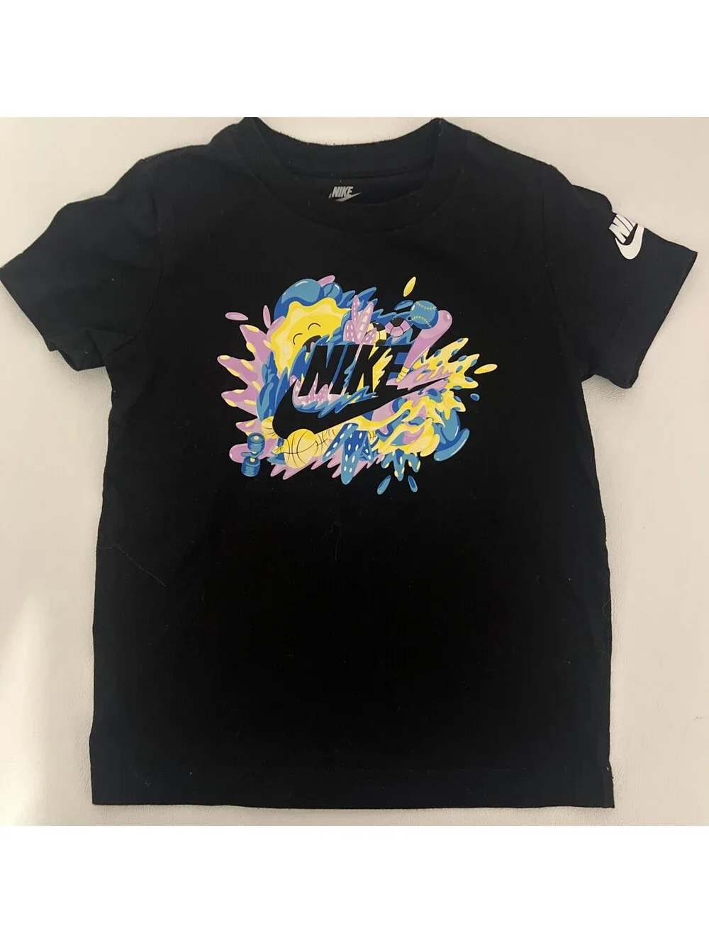 Nike Boy’s Futura Sport Splash Tee Black Color Size 4t 3 - 4 Years With Logo
