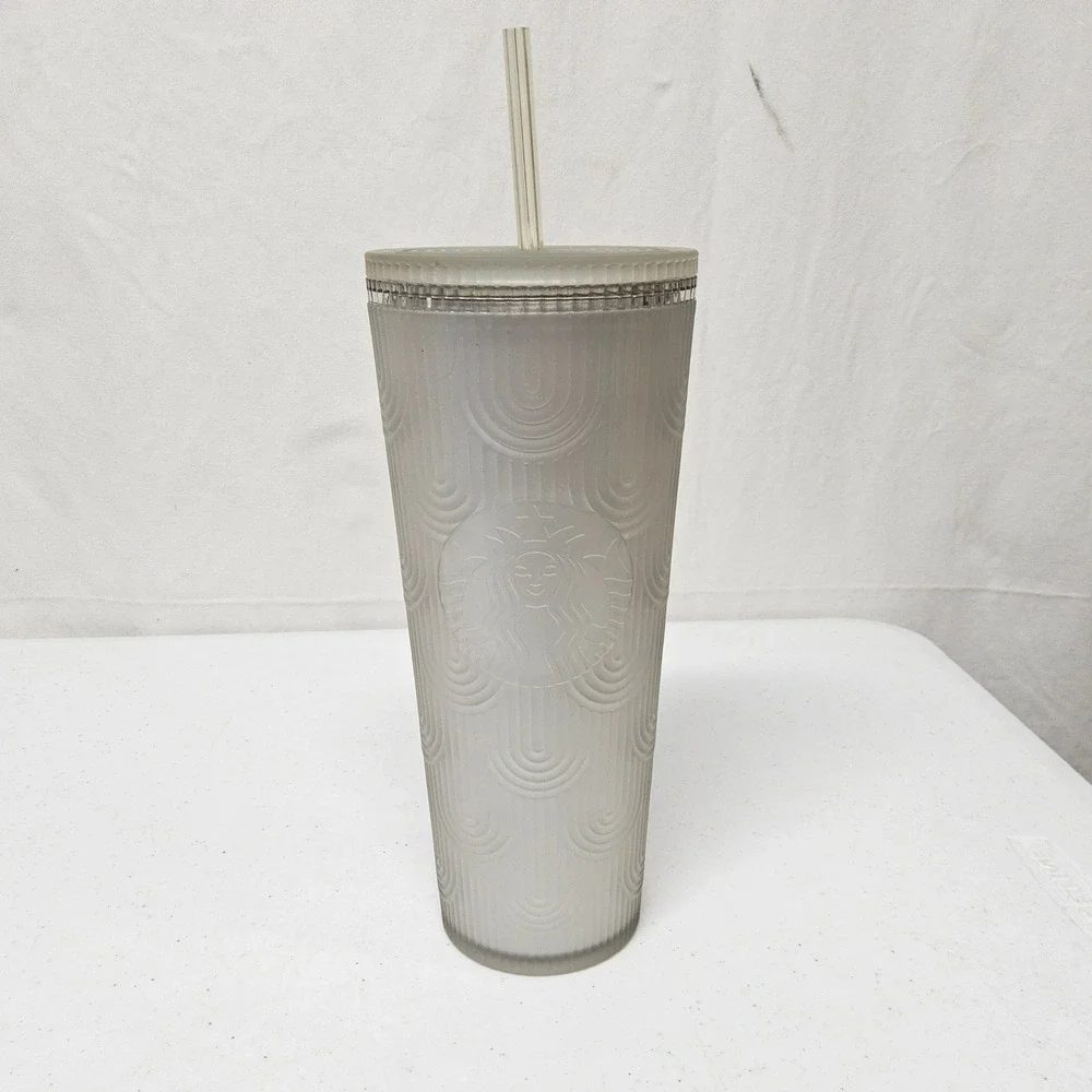 Starbucks Cold‎ Cup Tumbler 24oz Frosted Grey Scalloped Wave Siren 011155891