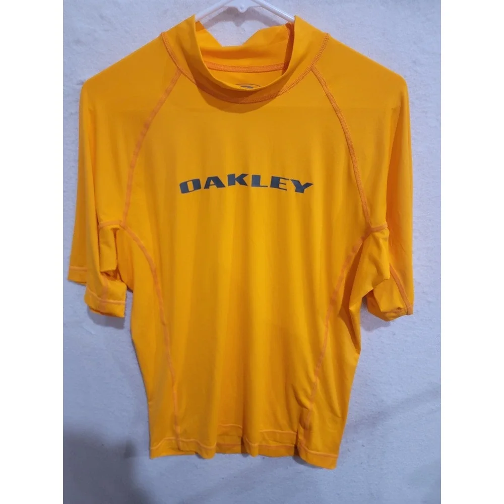 Oakley Mens XXL Rash Guard Short Sleeve Orange Hydrolix UV Swim Shirt‎ 2XL