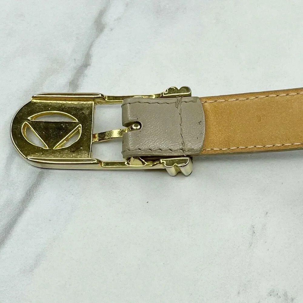 Liz Claiborne Gray Vintage Full Grain Semi Aniline Leather Belt Size Medium M