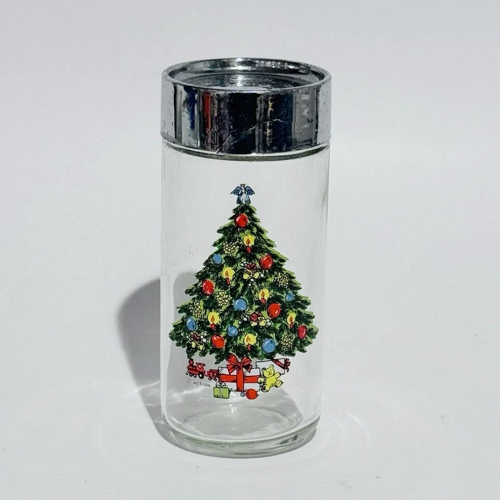 Vintage Carlton Christmas Tree Shaker w Silver Plastic Lid Replacement Read‎