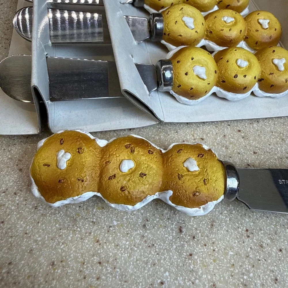 Vintage Spreadables Bagels Gourmet Butter Spreaders Set 4pc Stainless Steel Used