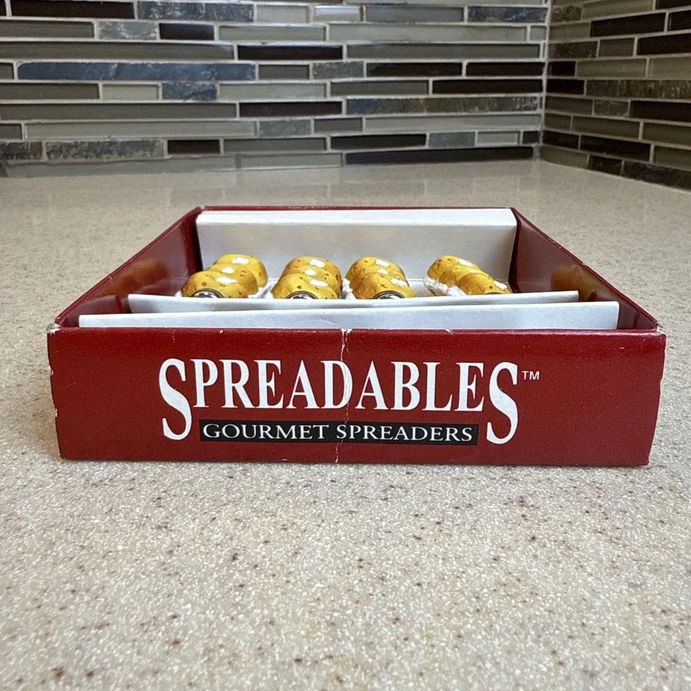 Vintage Spreadables Bagels Gourmet Butter Spreaders Set 4pc Stainless Steel Used