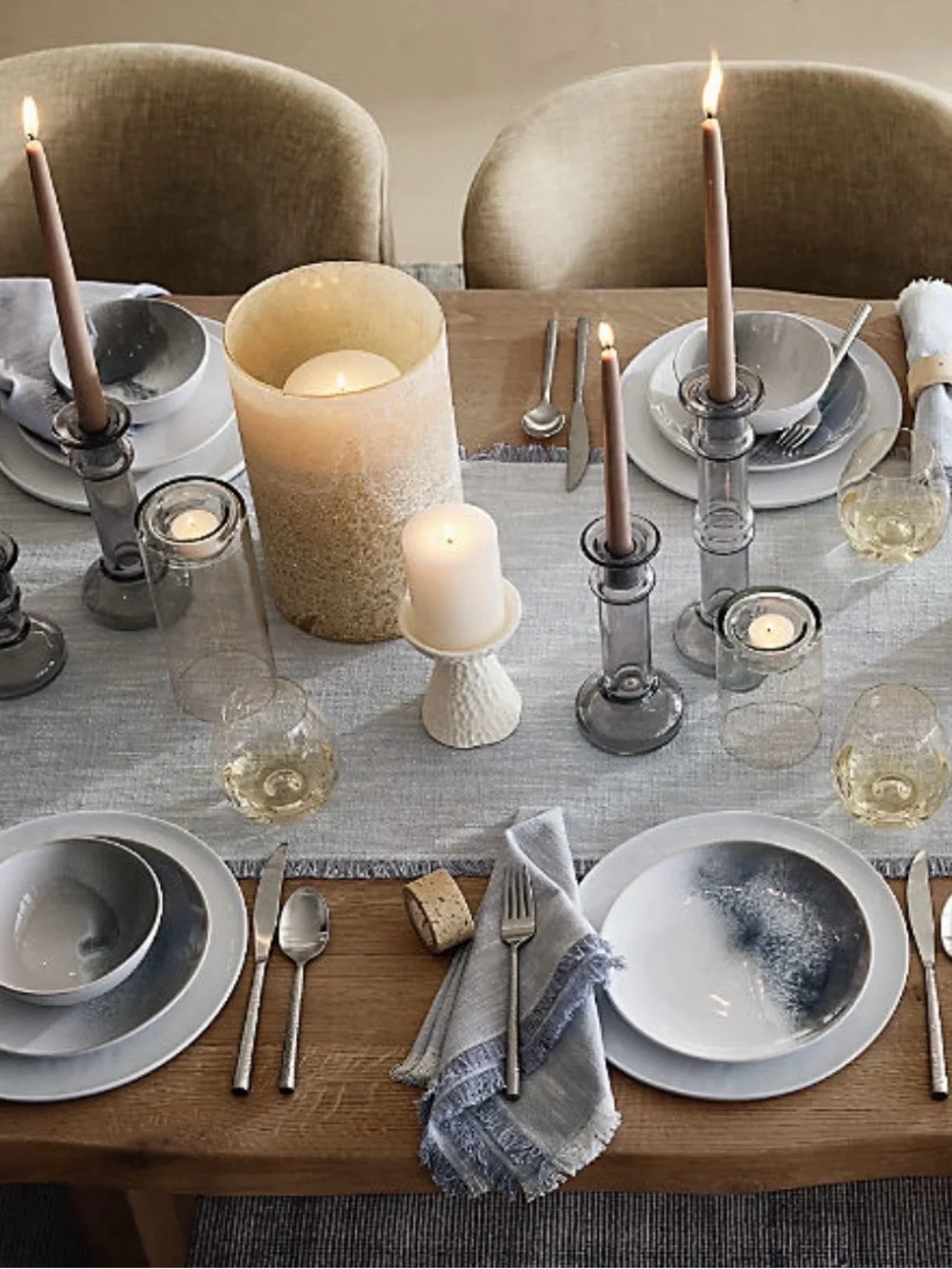 New! Crate&Barrel Large Clear Glass Tall Cylinder Candle Holder
