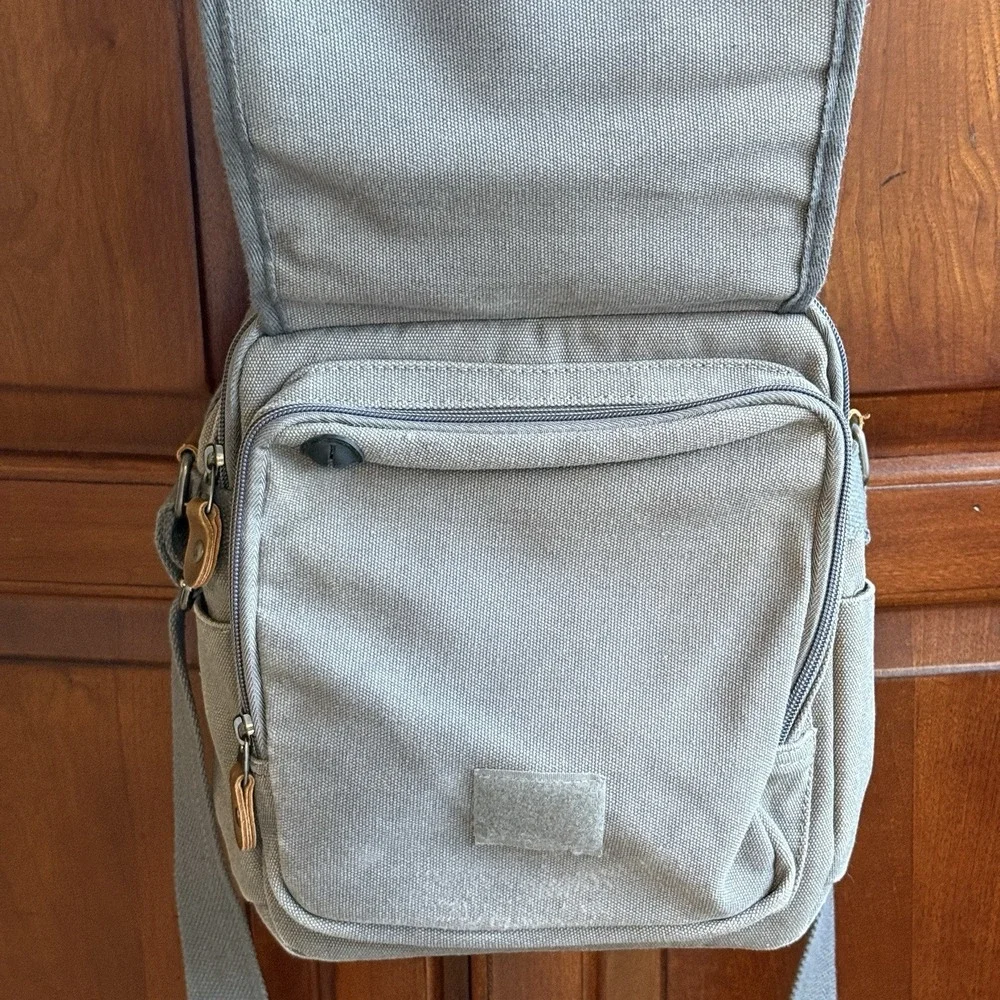 Plambag Messenger Bag Unisex Gray Canvas Travel Crossbody Organizer Utility Gorp
