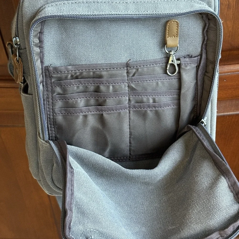 Plambag Messenger Bag Unisex Gray Canvas Travel Crossbody Organizer Utility Gorp
