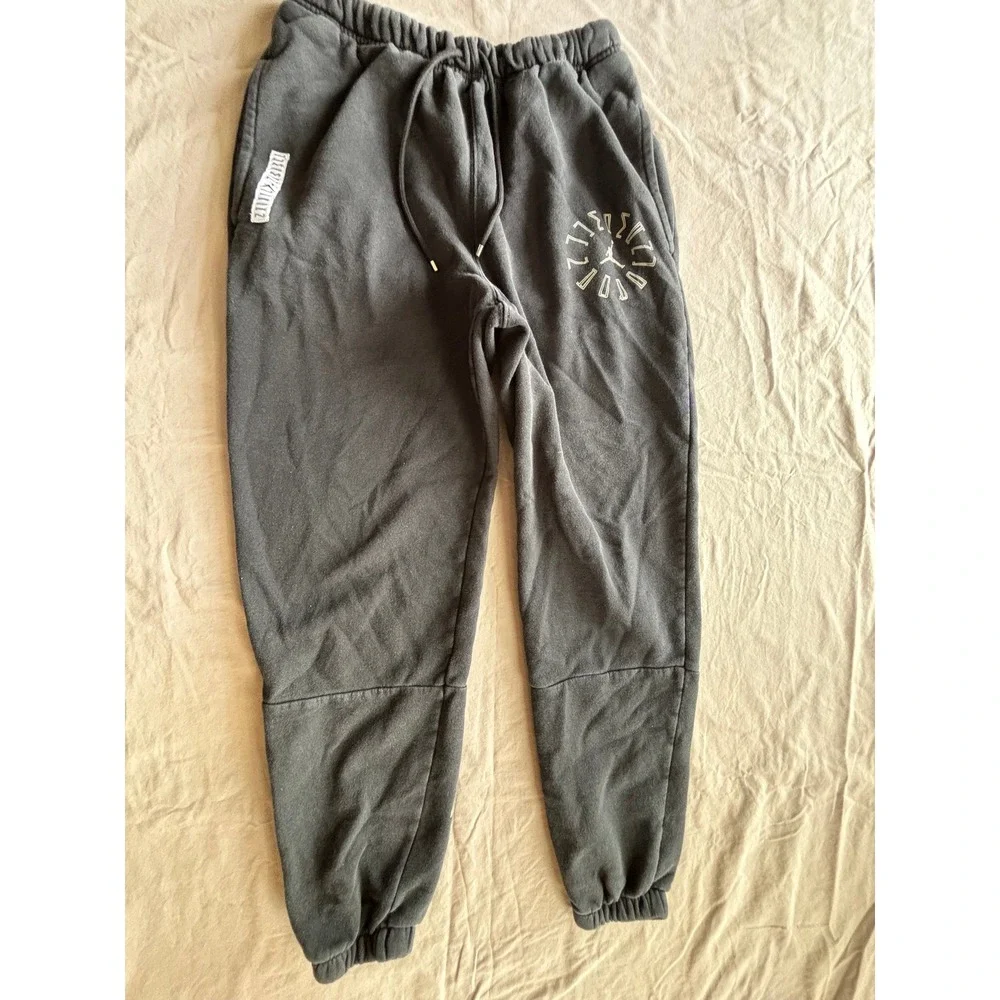 Nike Air Jordan Jumpman Sweatpants Faded Black Graphic Fleece Joggers Mens Small