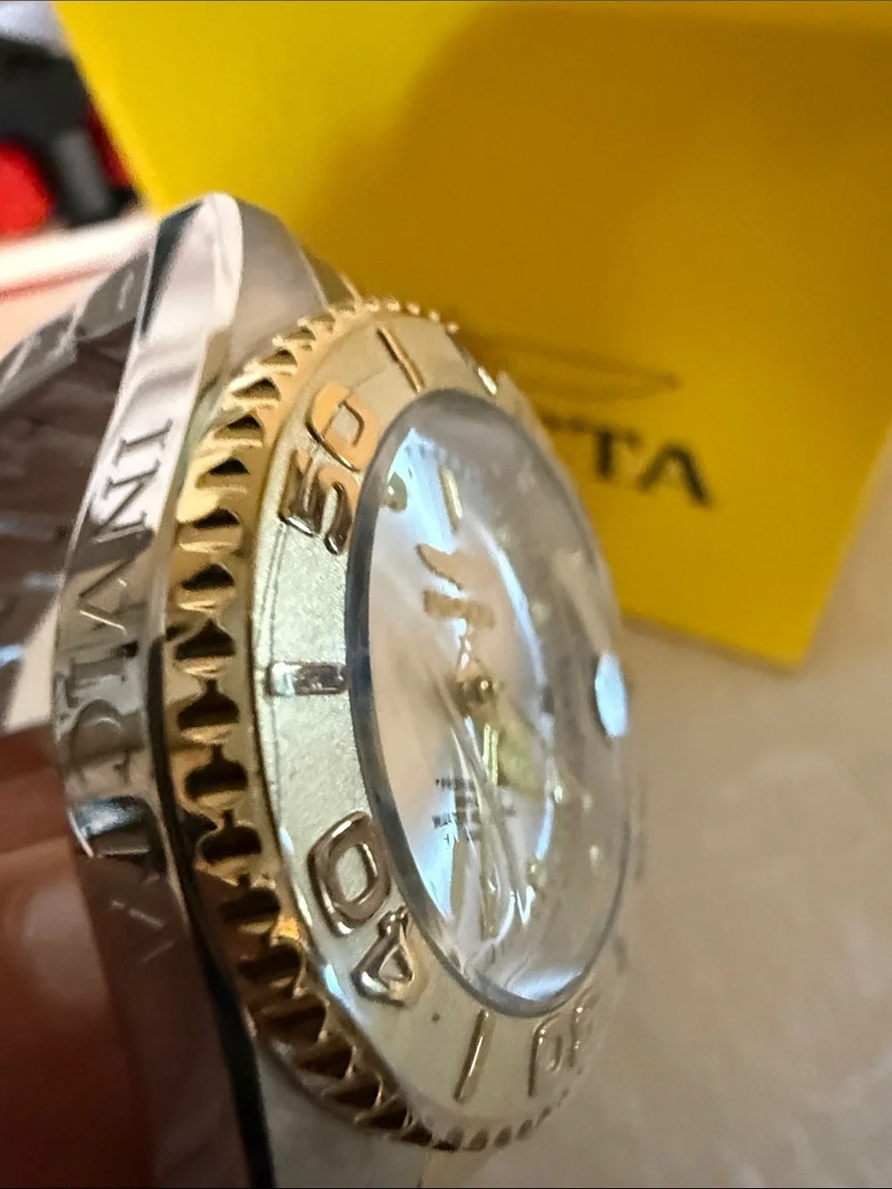 Invicta Two-Tone Gold and Silver Ladies Dive Watch with White Dial