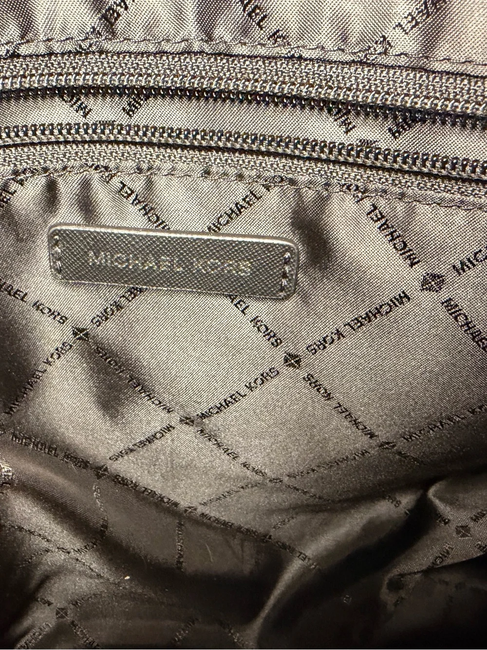 Michael Kors Metallic Taupe Quilted Logo Interior