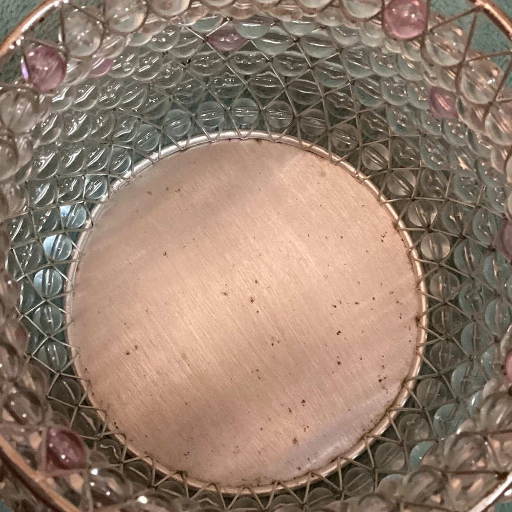 Bath & Body Works Pink and Clear Beaded Decorative Basket
