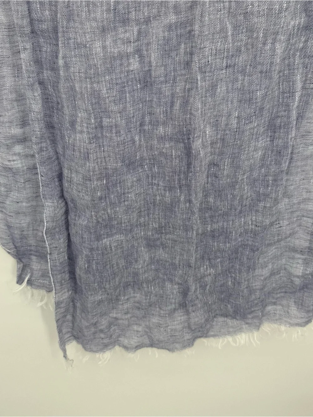 Unbranded Blue Linen Lightweight Frayed Scarf Wrap Accessory