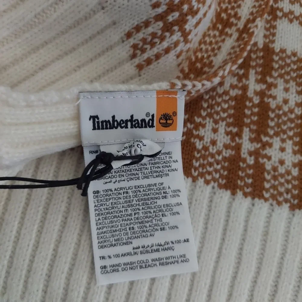 NWT Timberland Brown/White Buffalo Plaid Scarf One Size