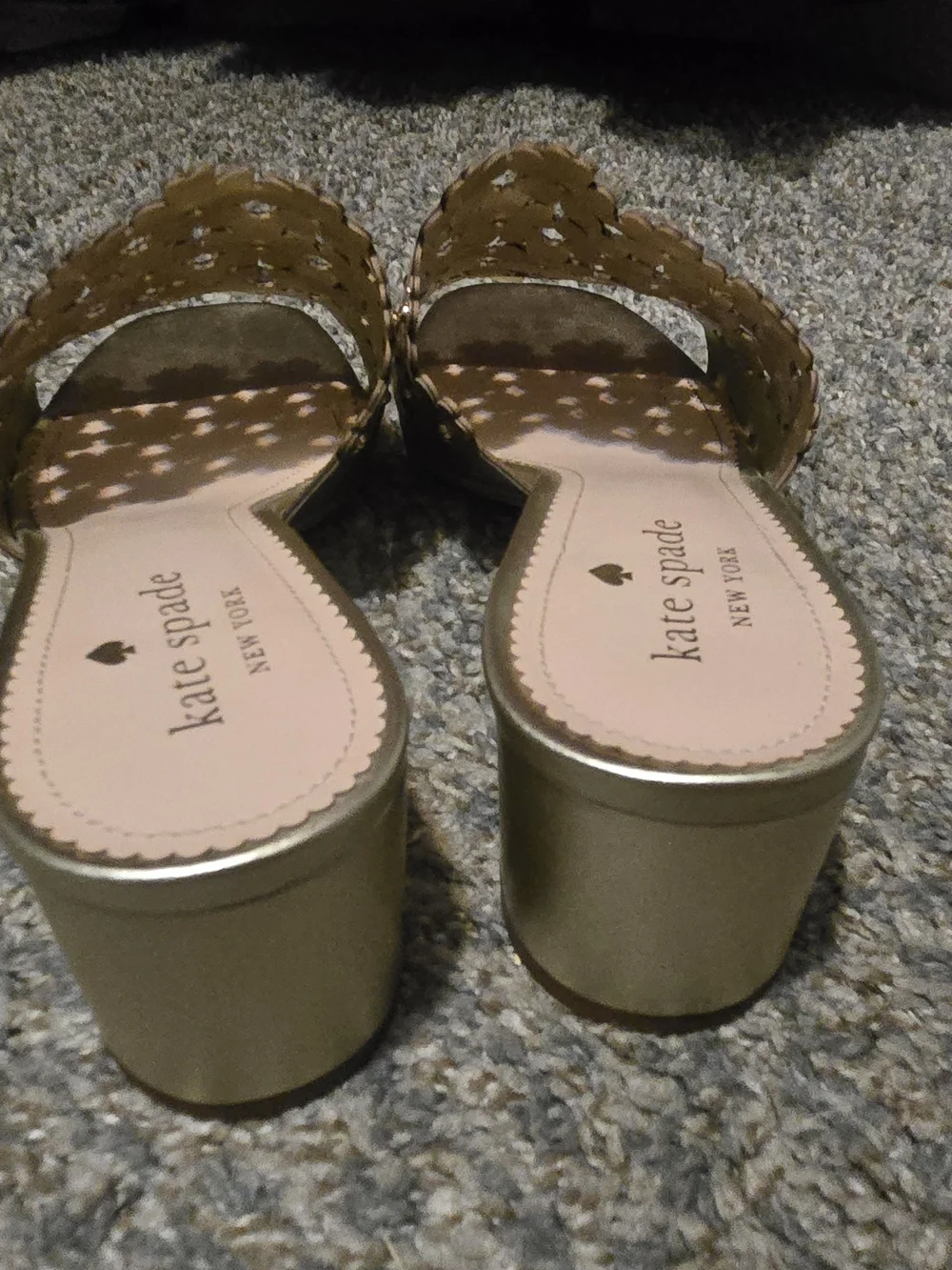 Kate Spade Gold Floral Laser-Cut Slide Sandals