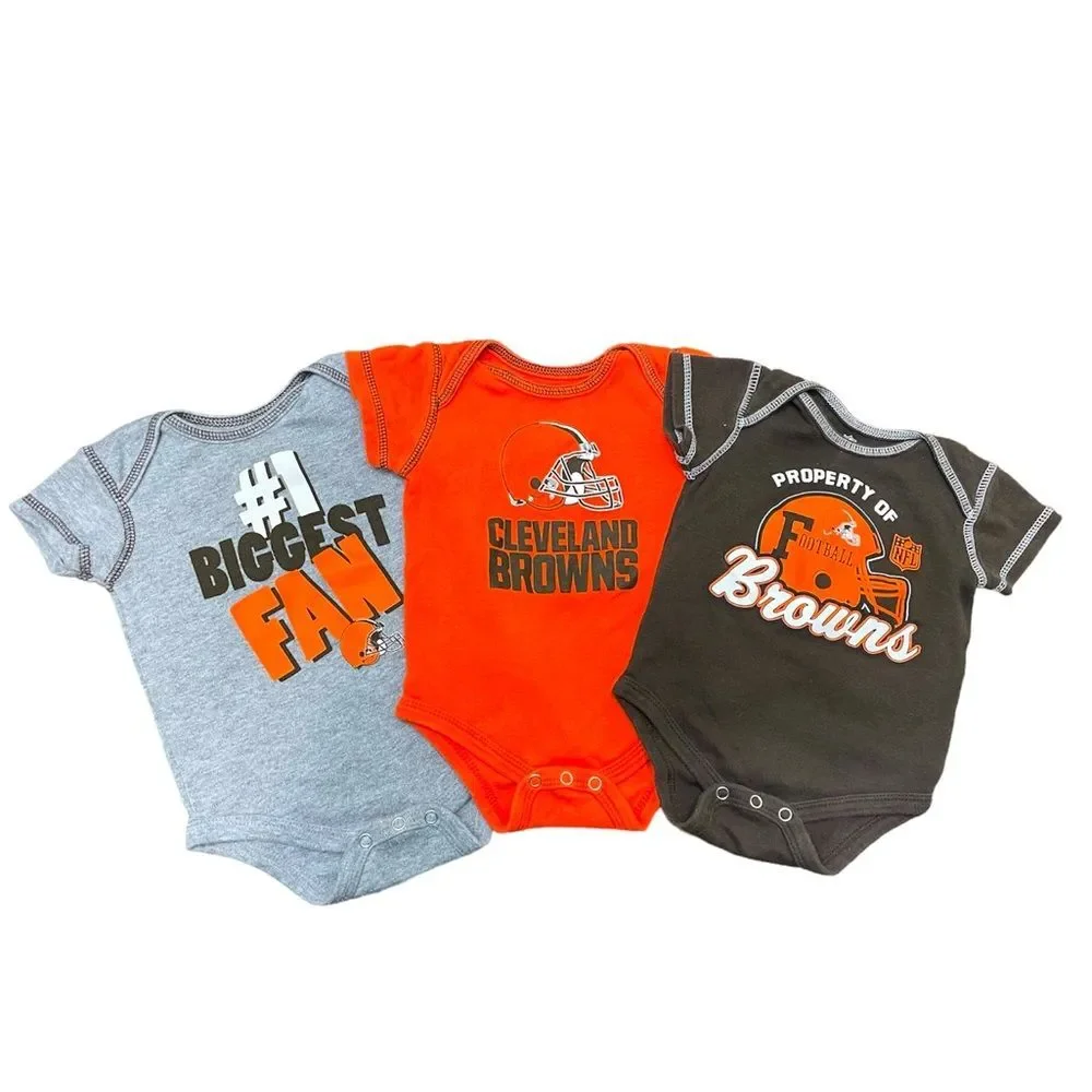 Cleveland Browns baby onesies set of 3 size 3-6 months
