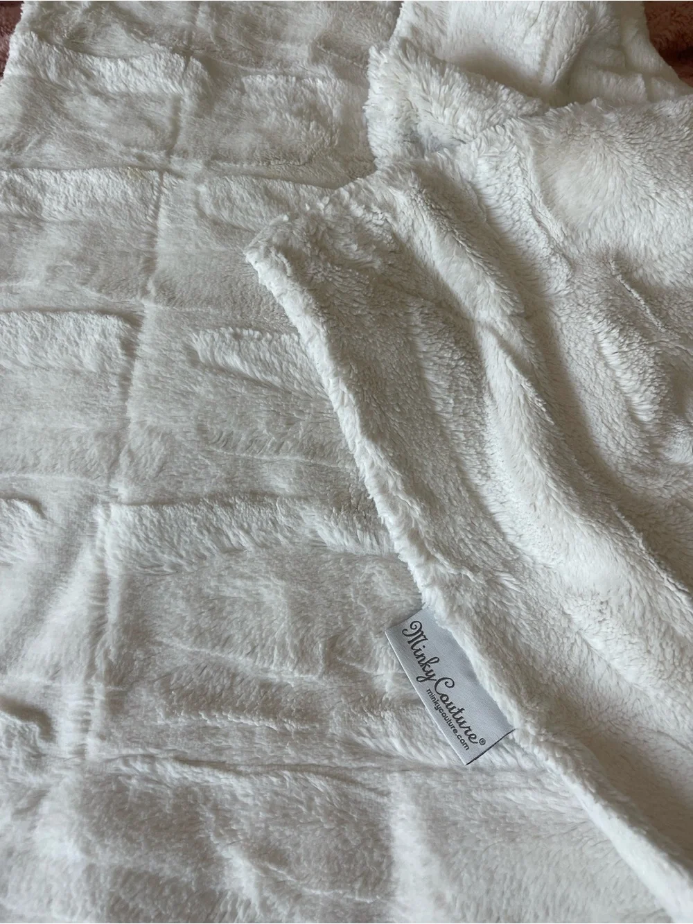 Minky Couture Plush White Faux Fur Throw Blanket