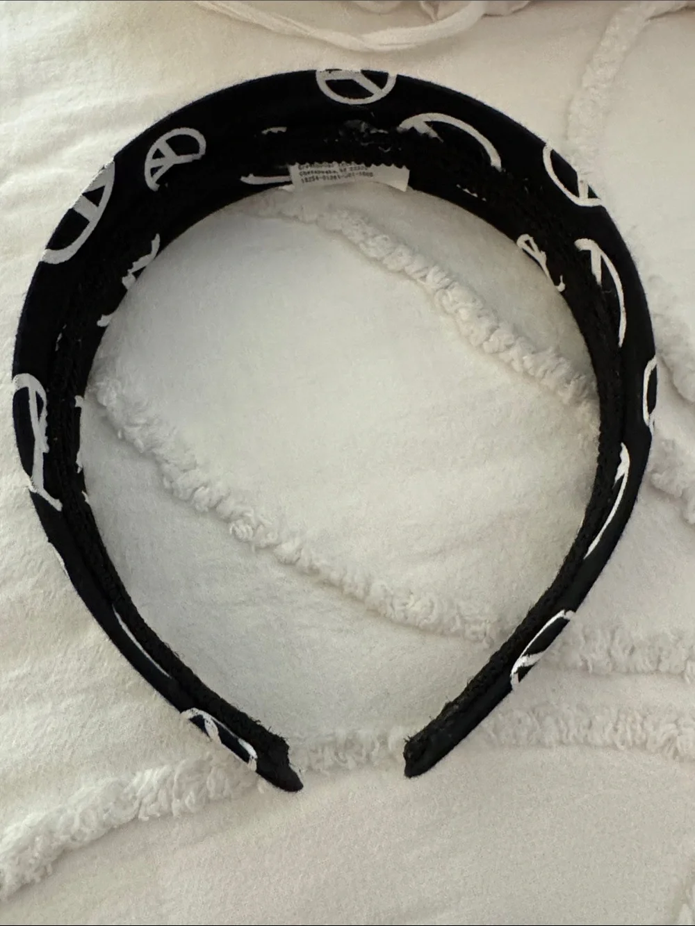 Peace Symbol Black and White fabric headband