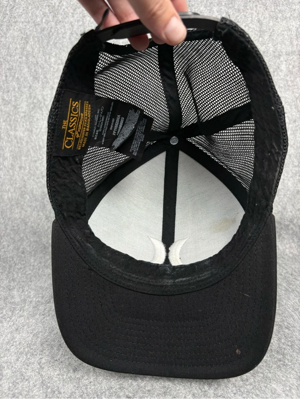 Hurley Black Mesh Trucker Snapback Hat White Logo