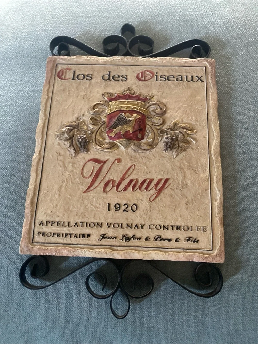 Vintage Pamela Gladding Volnay 1920 Ceramic Wine Wall Plaque - Single