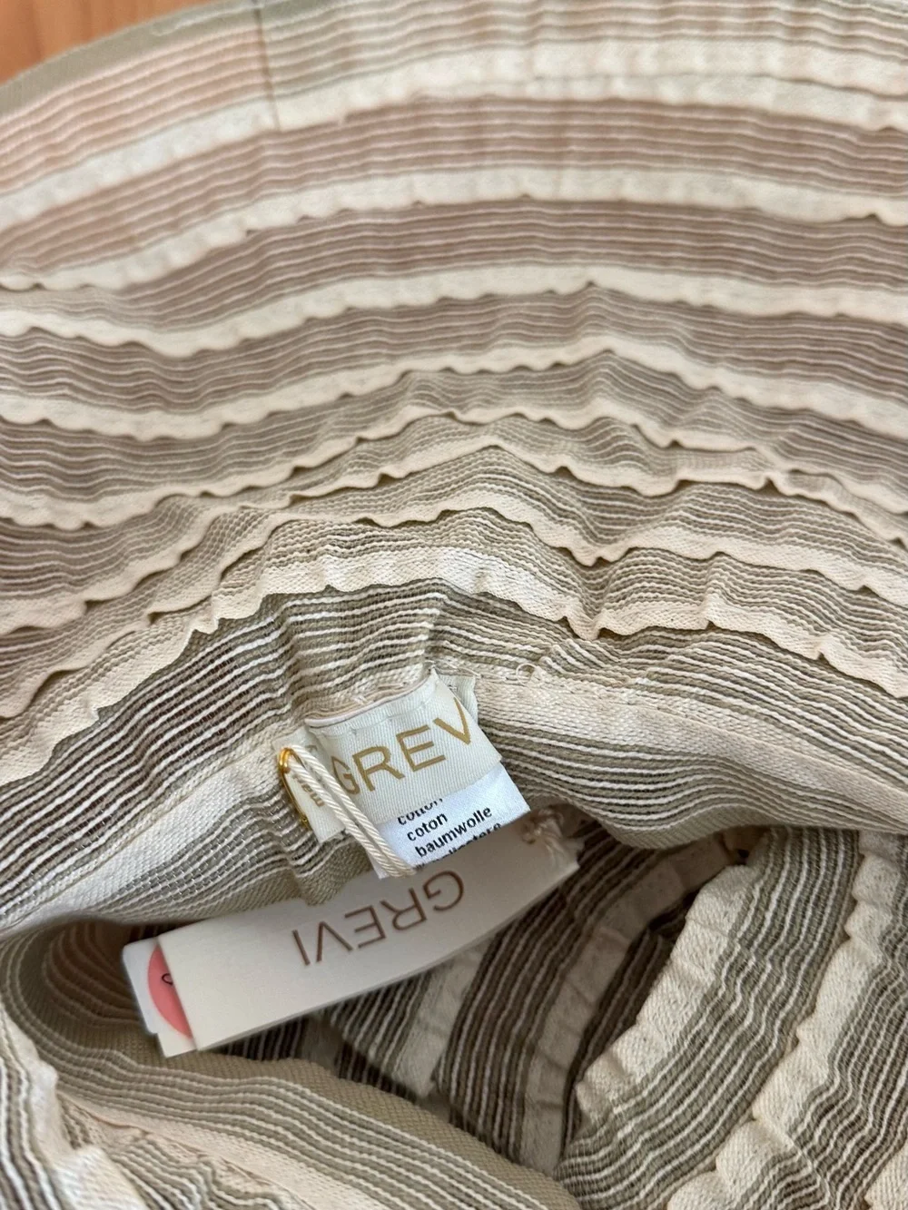 Grevi Beige and Cream Striped Sun Hat