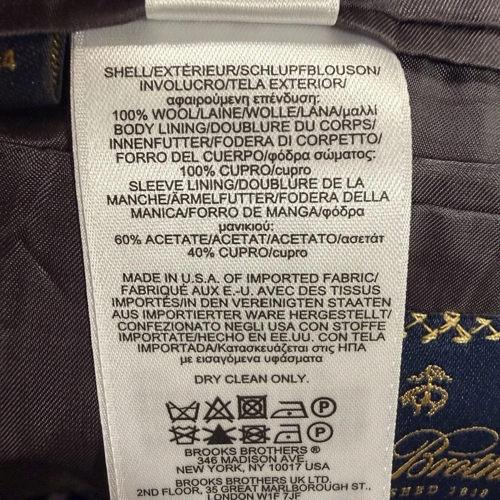 Brooks Brothers 1818 Regent Mens Gray Trabaldo Togna Estrato Suit 40L 34x34