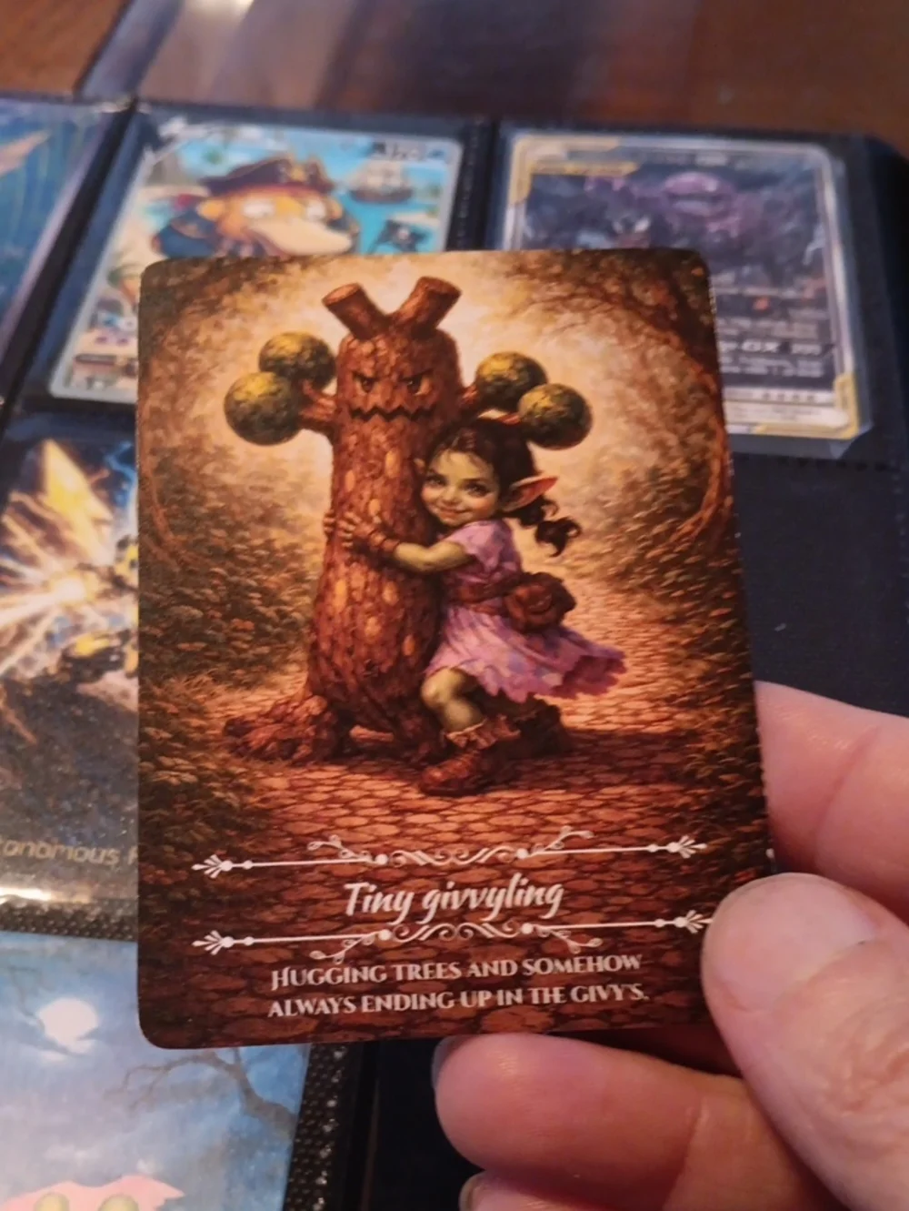 Tiny Girvling Illustration Card — Brown & Pink Fantasy Art