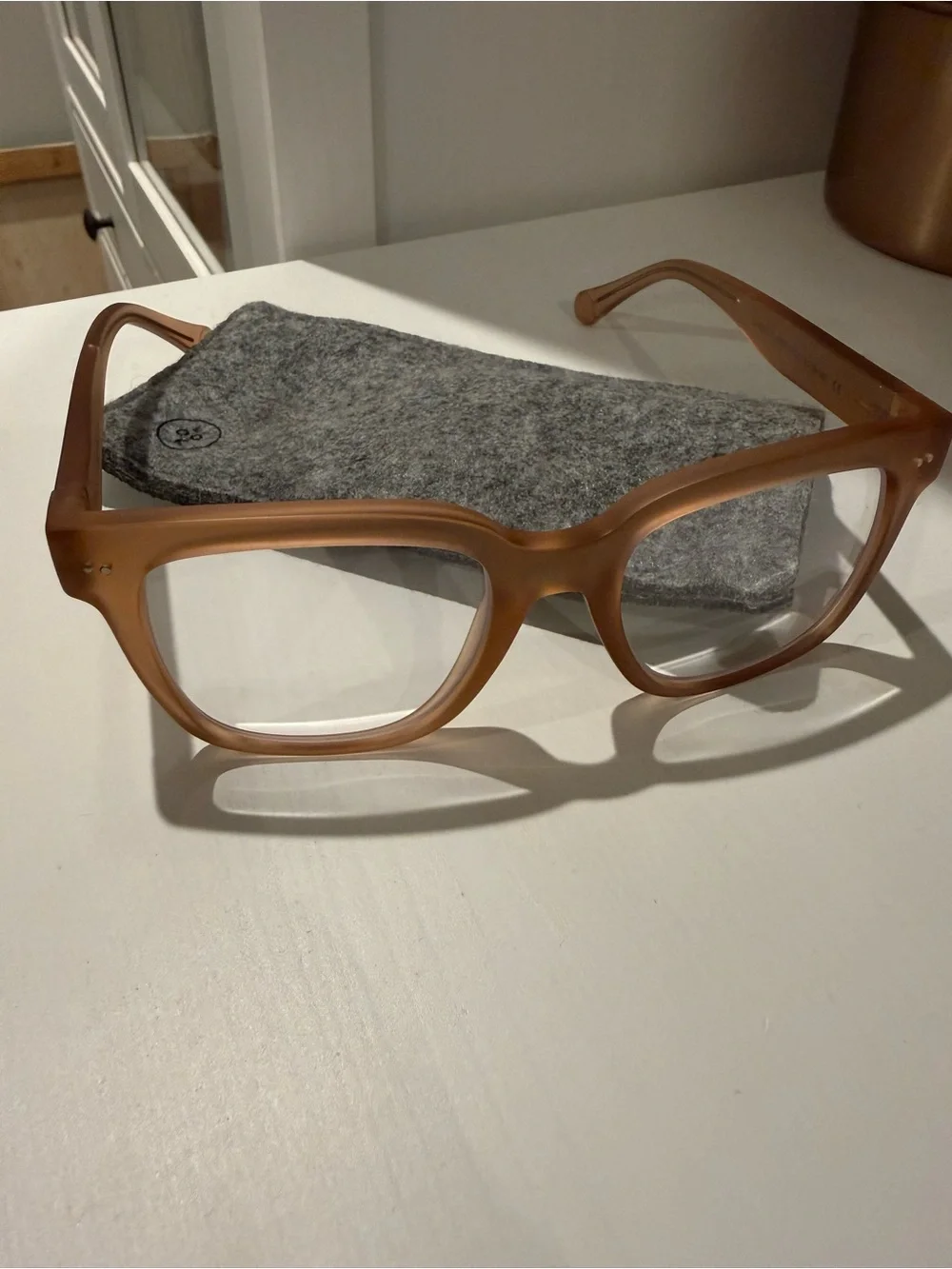 Matte Beige Women's Square Frame Glasses (Look Optic- Laurel Frames)