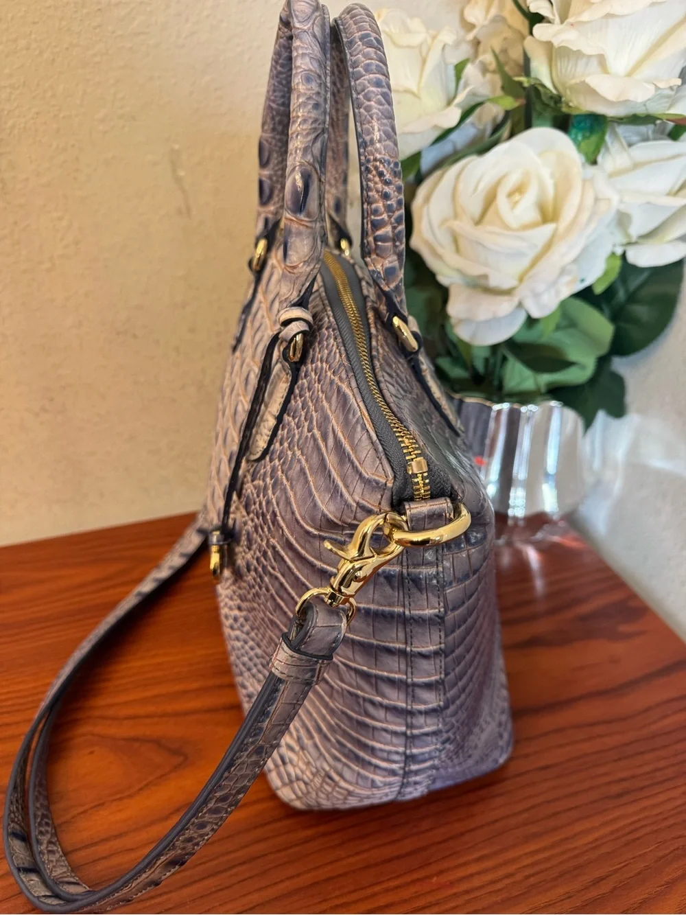 Brahmin croc embossed