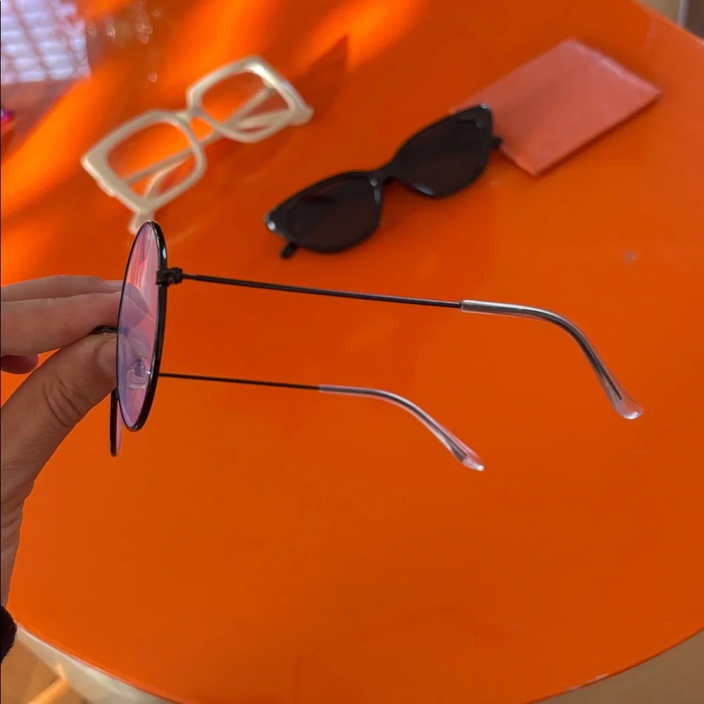 Oversized Black metal frame clear lens blue light blocking glasses