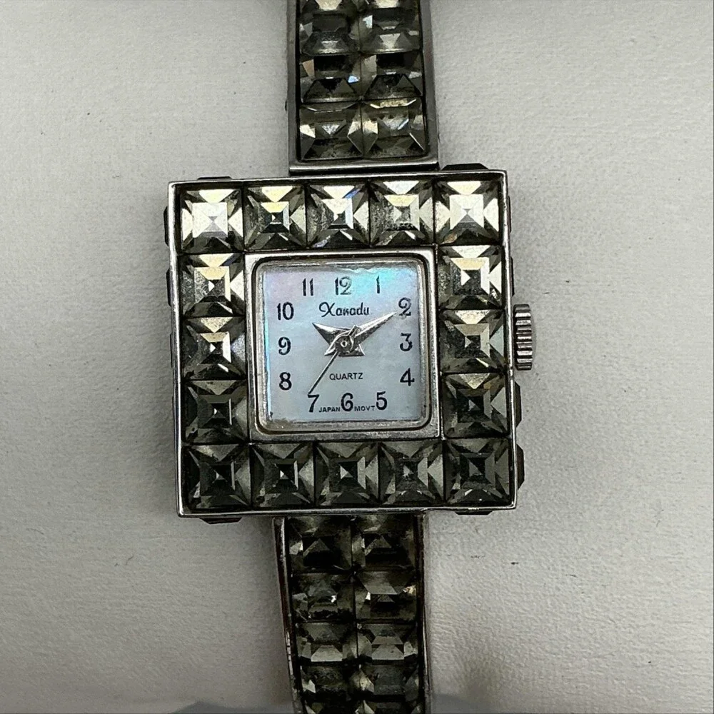 Xanadu Womens Watch 22mm MOP Dial Silver Tone Crystals Bangle New Battery 6.25