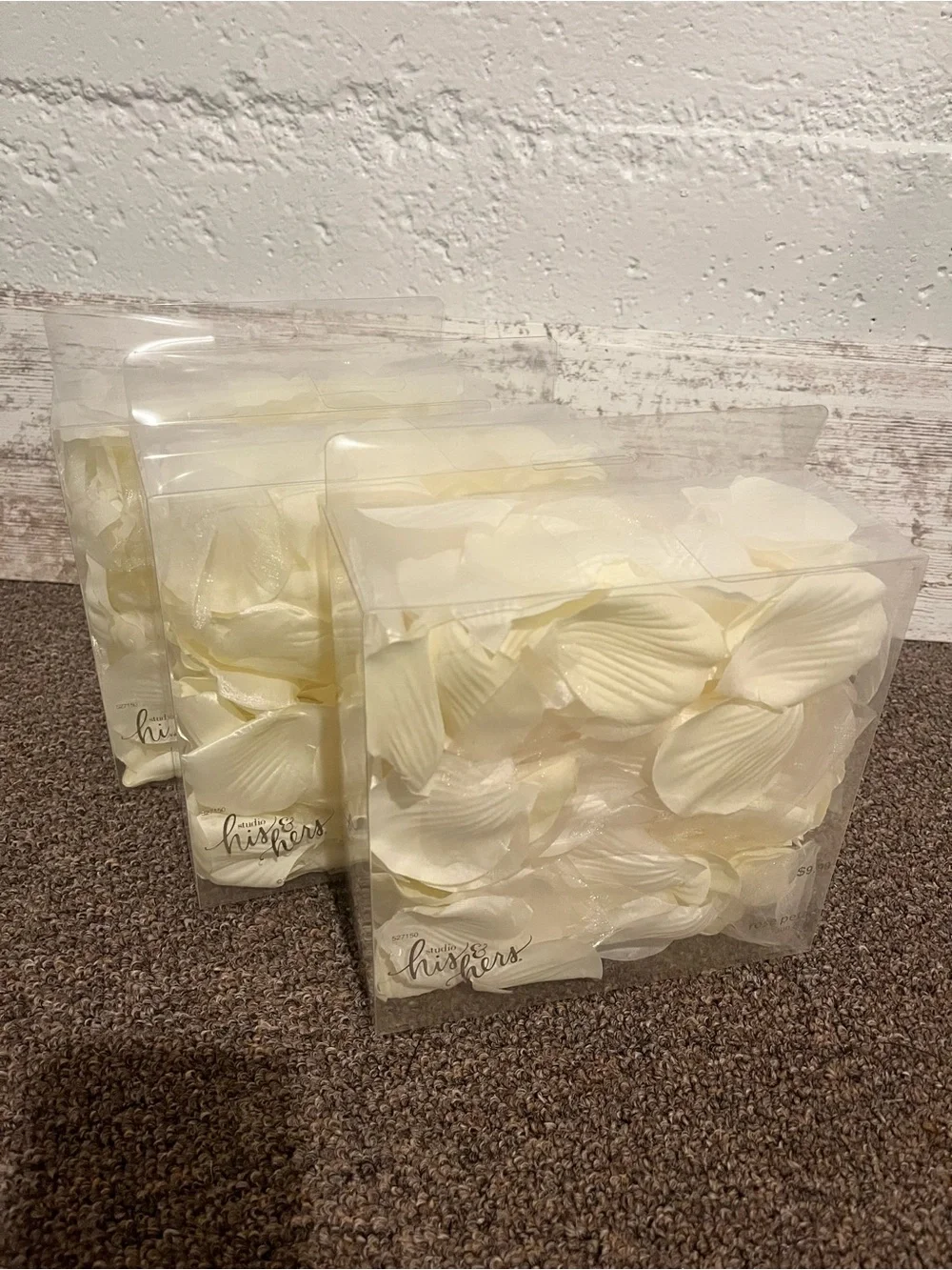 New Ivory Satin Rose Petals Pack - Set of Three Decorative Petal Boxes