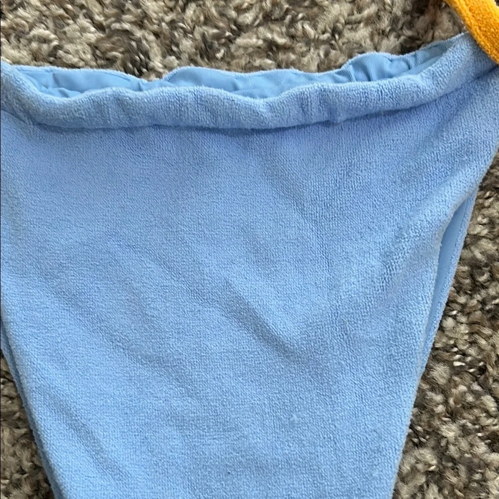 Frankies Bikinis Blue and Yellow Bikini Bottom Size Large