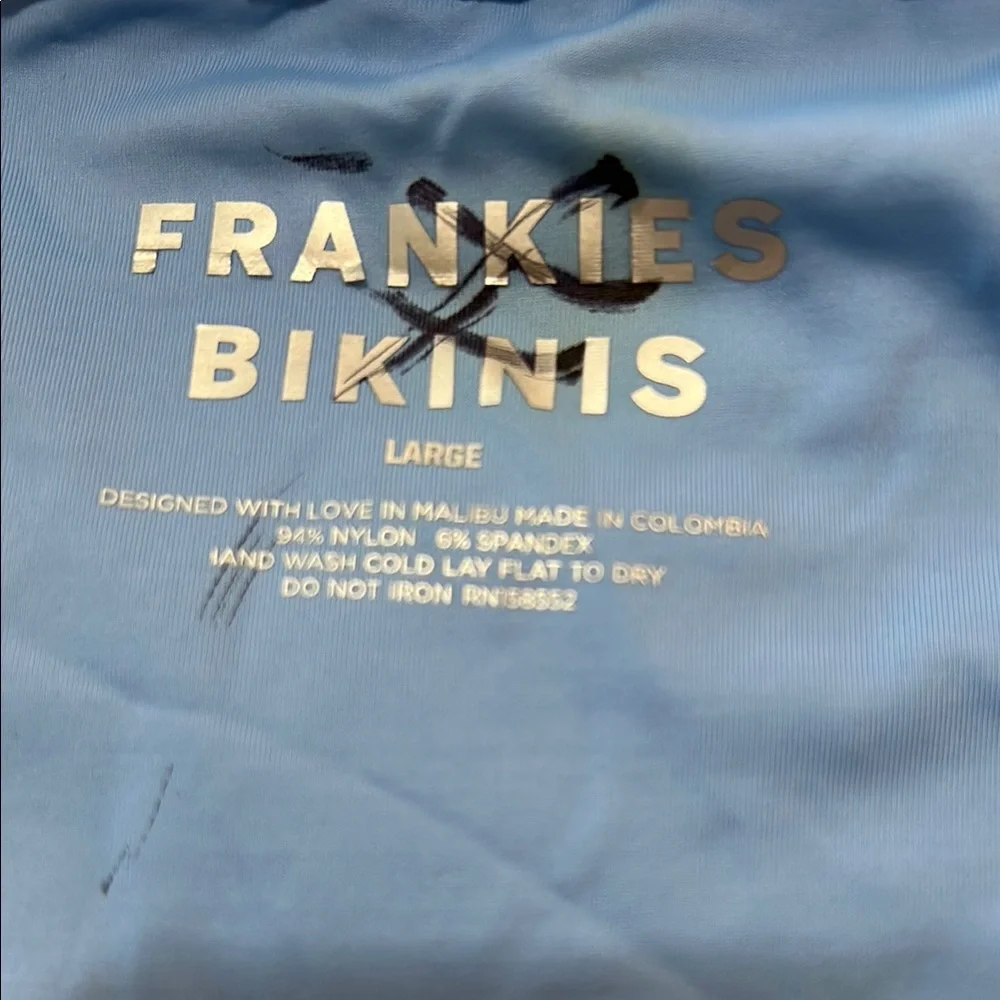 Frankies Bikinis Blue and Yellow Bikini Bottom Size Large