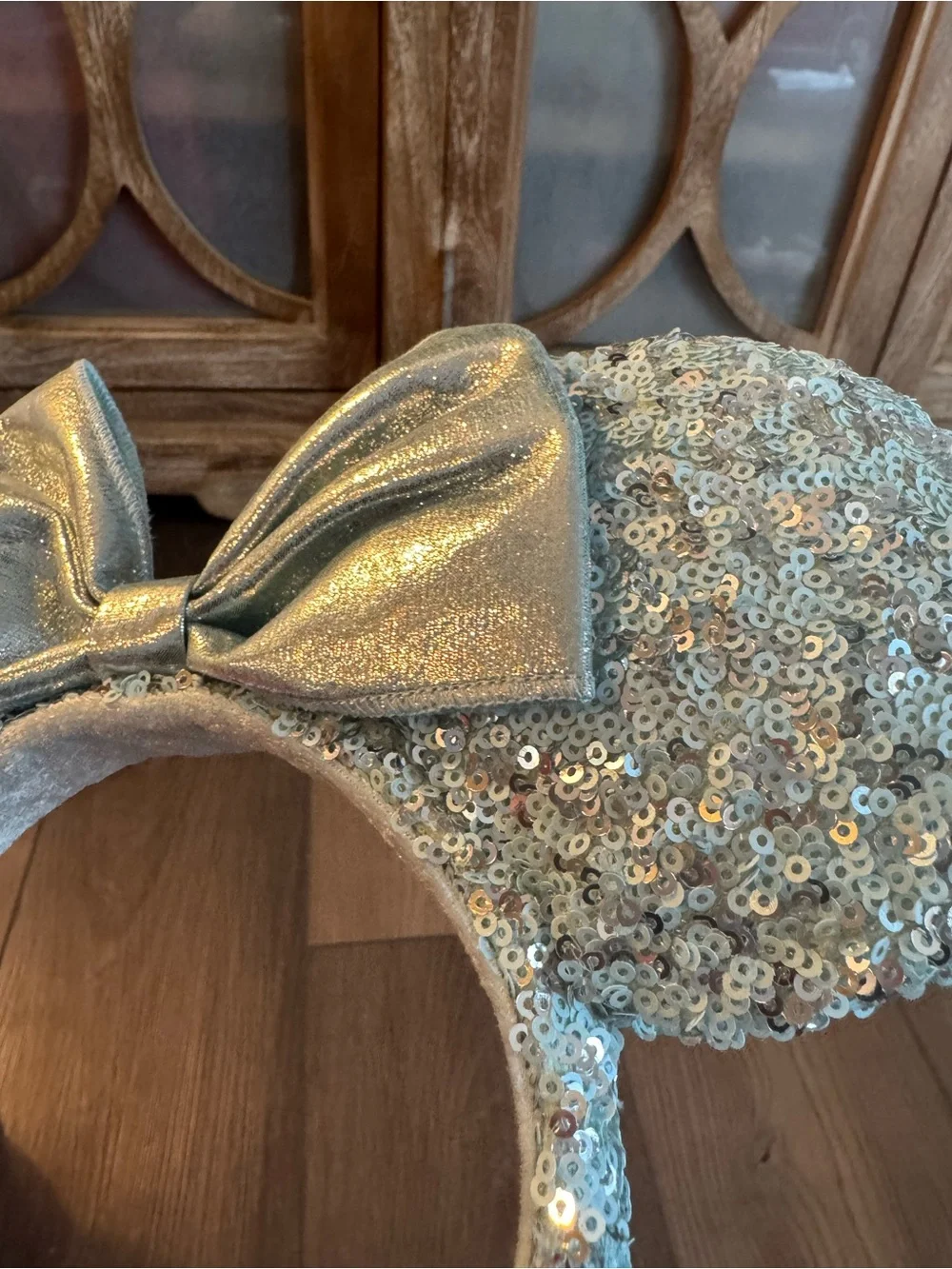 *Blue/Silver Sparkle Bow Disney Mouse Ears Headband