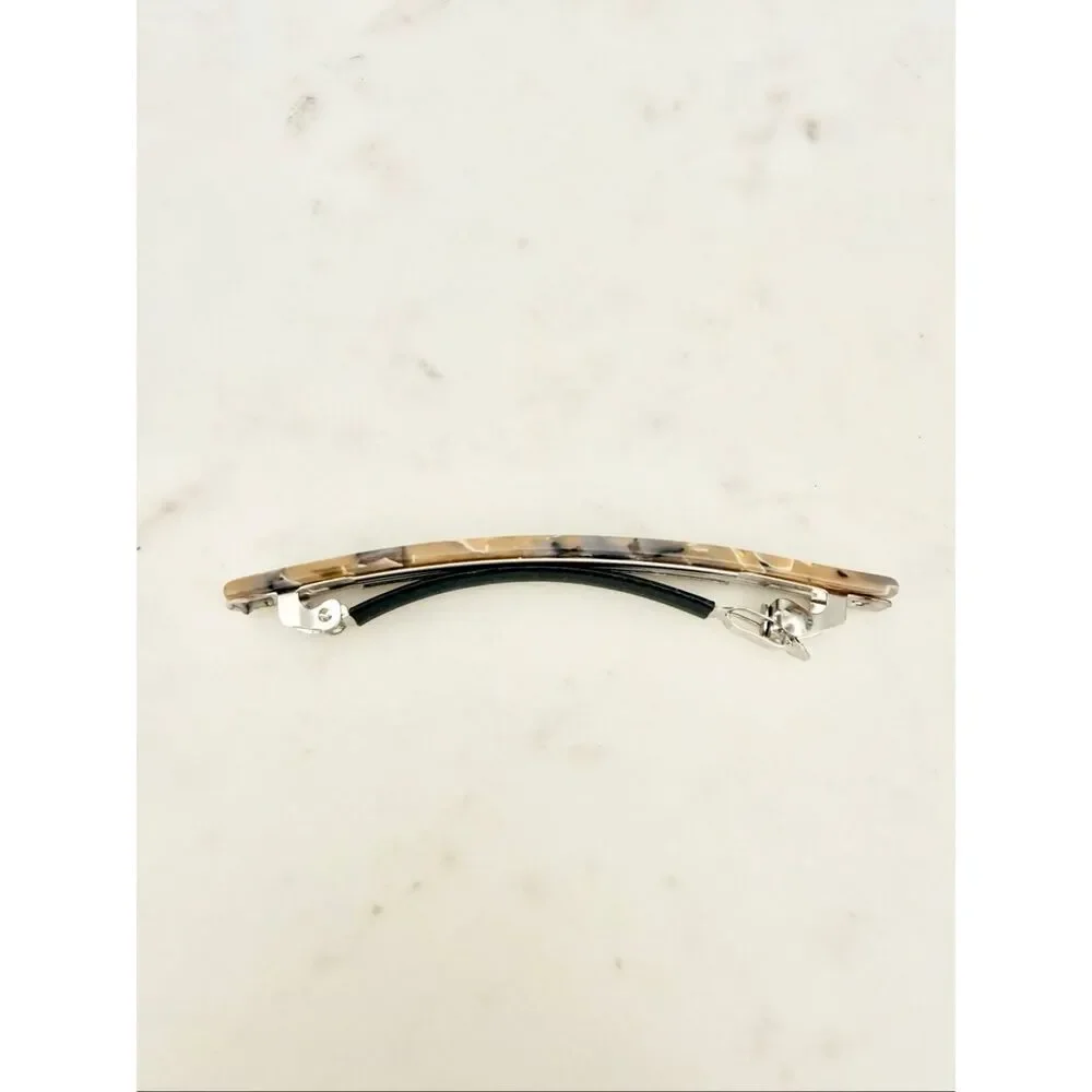Nordstrom Marbled Acrylic French Barrette Hair Clip Neutral Tortoise