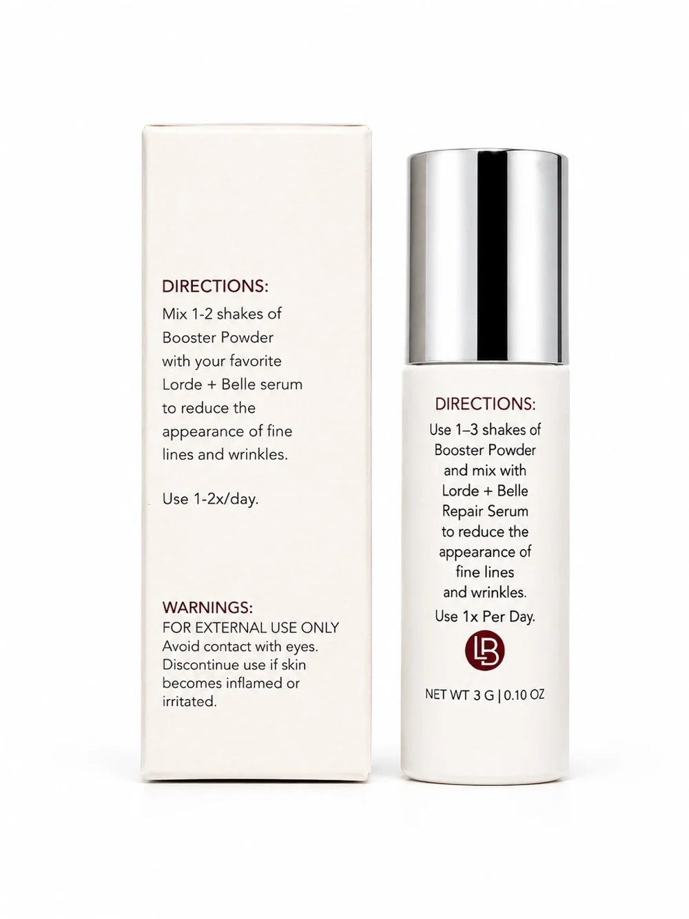 Lorde + Belle Wrinkle Reducing Booster 3g Anti-Aging Skincare Powder NIB