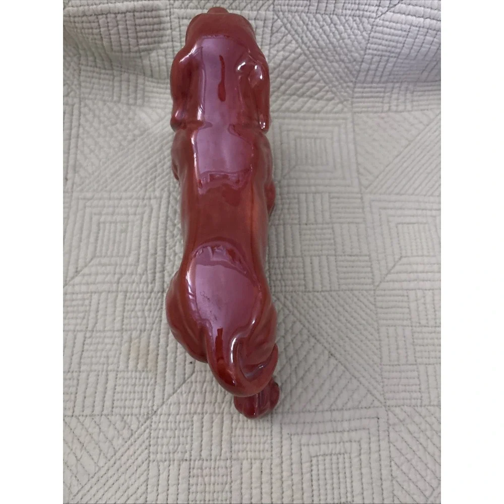 Vintage Brown Glazed Ceramic Basset Hound Dog Figurine 10