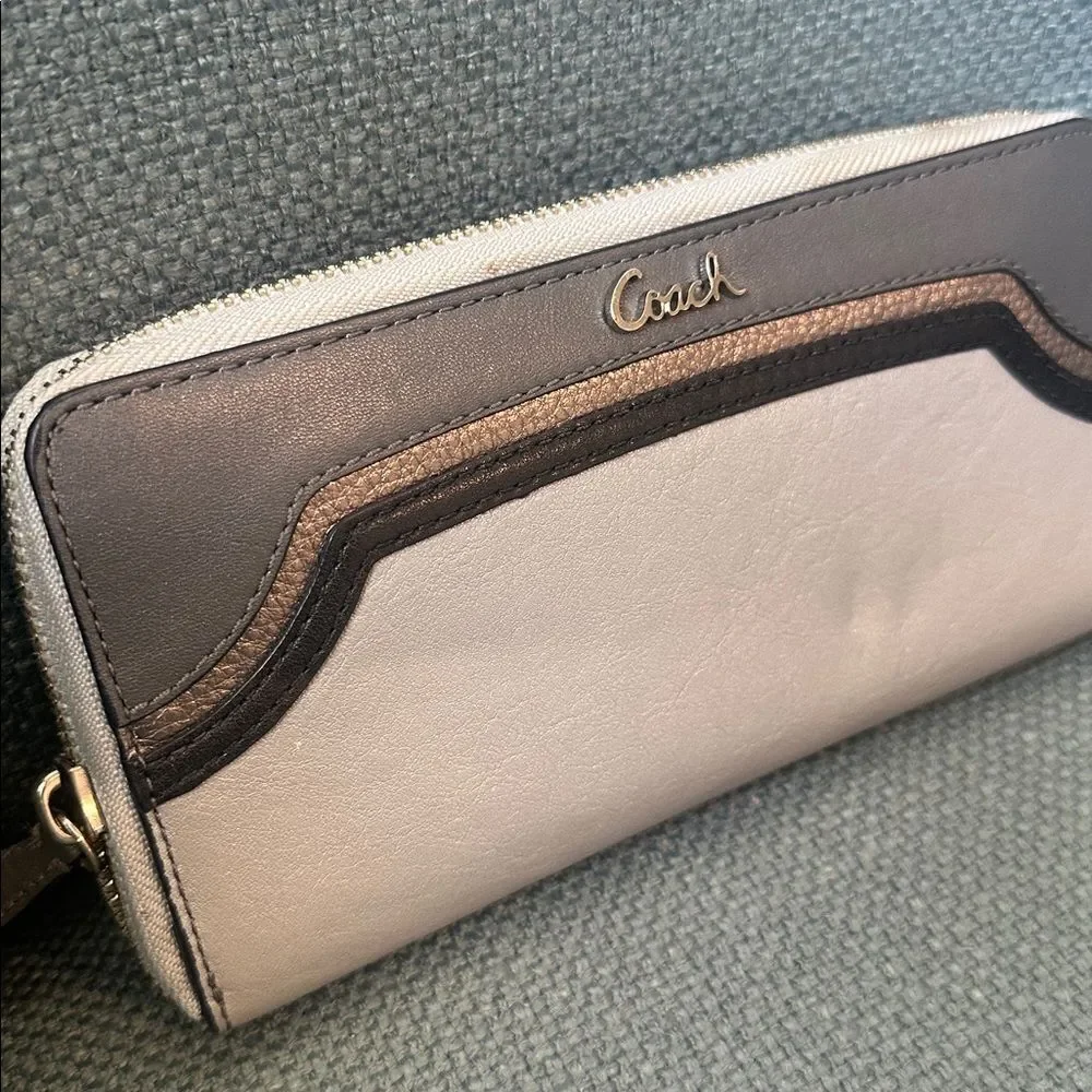 Coach Ashley Leather Zip Around Wallet