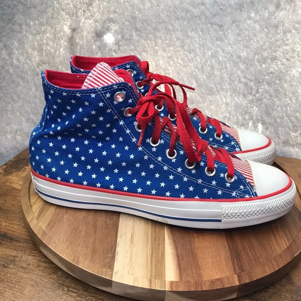 Converse Chuck Taylor All Star High Top Sneakers M 8 W 10 American Flag July 4th