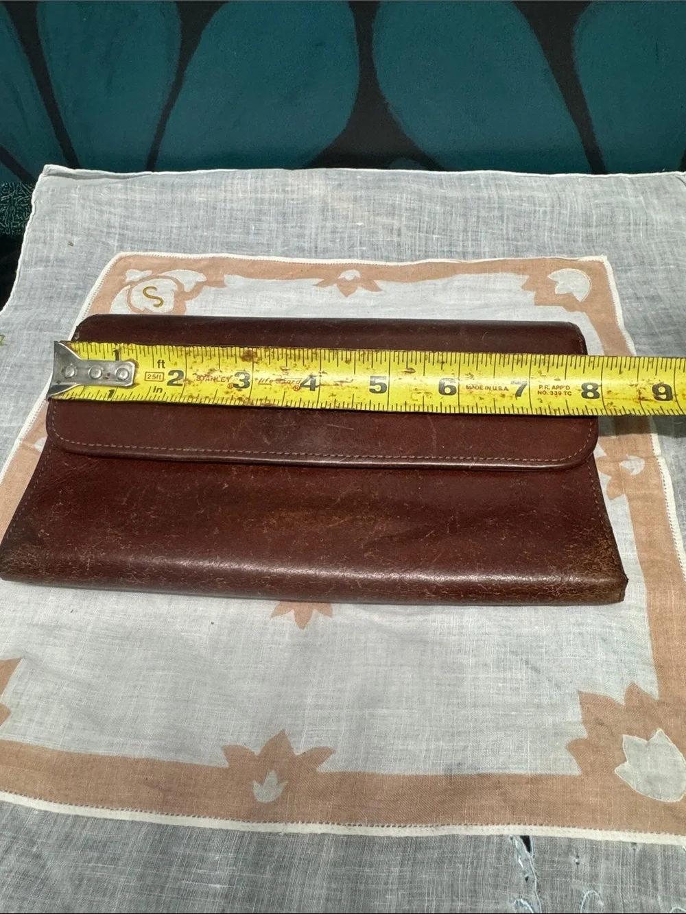 Vintage Texier Brown Leather Bifold Wallet Embossed Logo TEXIER / Made In France